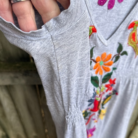 Johnny Was JWLA Embroidered LOVE Birds Floral V-neck Cotton Cap Sleeve Dress XS - Picture 5 of 12